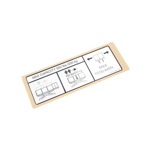 1001209915 - DECAL, CAPACITY (550LBS/250KG)