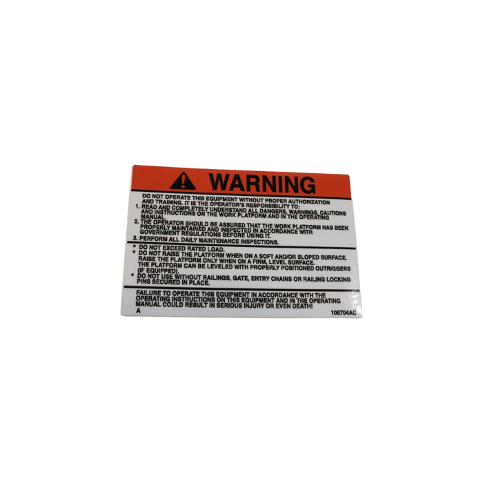 106704ACSJ - DECAL, WARNING