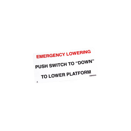 108442 - DECAL, PUSH SWITCH TO DOWN