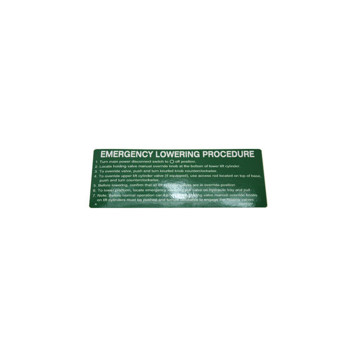 109441 - DECAL, EMERGENCY LOWERING