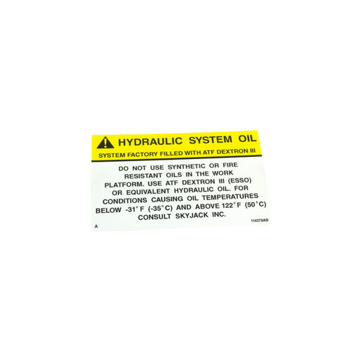 114378 - DECAL, HYDRAULIC OIL