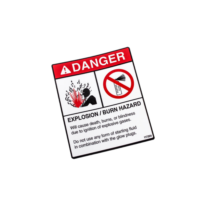 117254GN - DECAL, DANGER NO STARTING FLUID