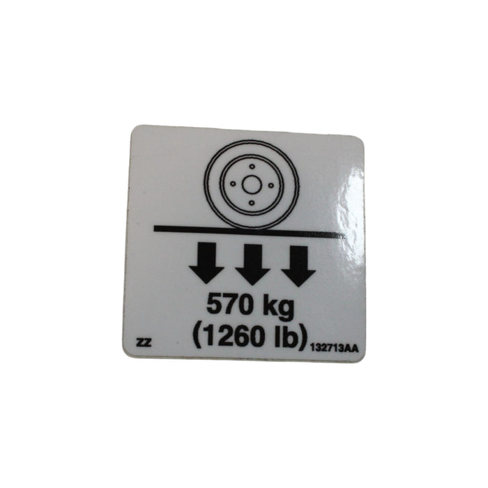 132713 - DECAL, WHL LOAD 570KG/1260LBS