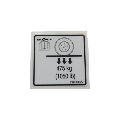 156602-OEM - LABEL, VL, WHEEL LOAD 475KG (1