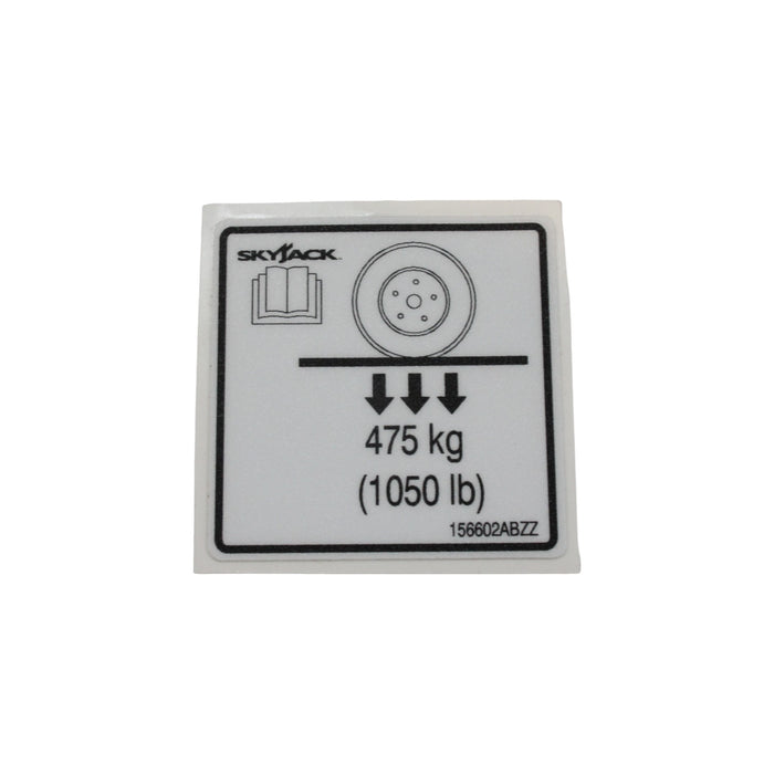 156602-OEM - LABEL, VL, WHEEL LOAD 475KG (1