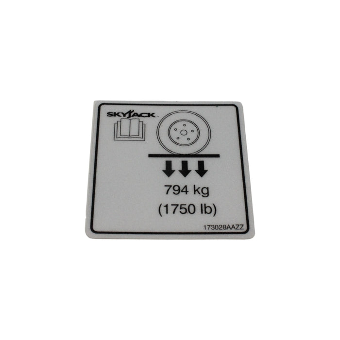 173028-OEM - LBL, WHEEL LOAD 794 KG/1750 LB