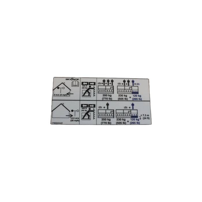 173632-OEM - LBL, VL, CAPACITY 350KG/770LB