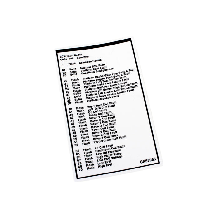 1DC41717 - DECAL, ECM FAULT CODES