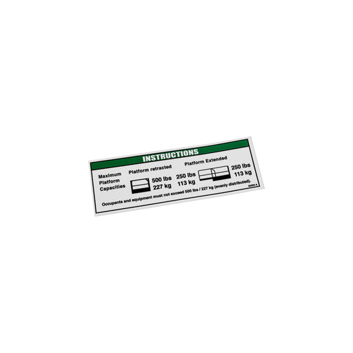 1DC49449 - DECAL, INSTRUCT-MAX CAP 500LBS