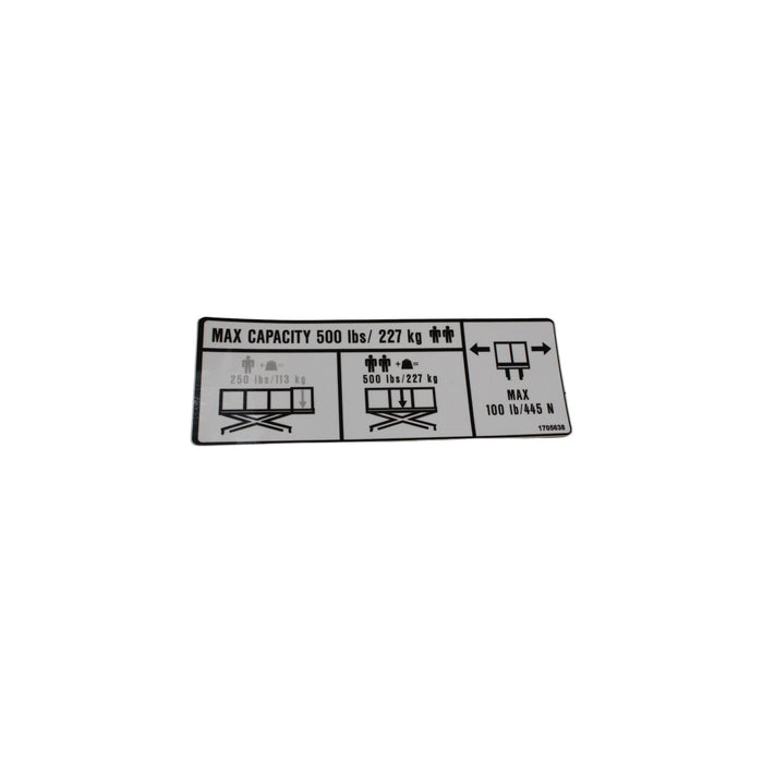 1DC52963 - DECAL, CAPACITY 500LBS/230KG