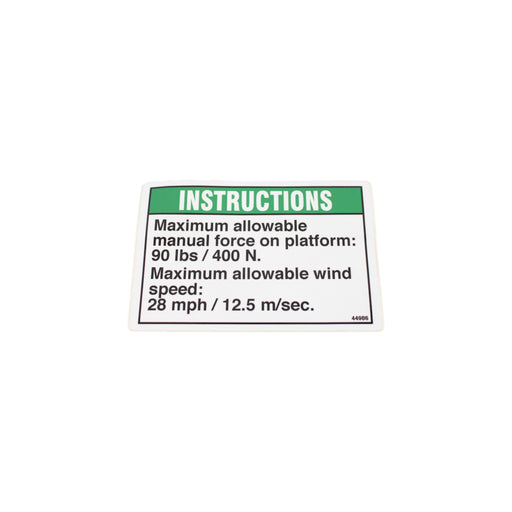 1DC59858 - DECAL, NOTICE 90 FORCE/28 WIND