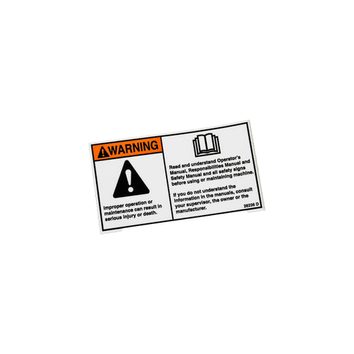 28236GN - DECAL, WARN IMPROPER OPERATION