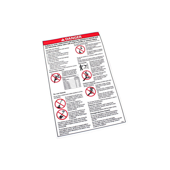 32700GN - DECAL, DANGER GEN SAFETY RULES