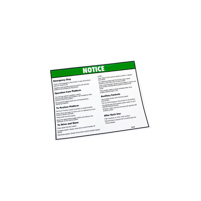 35540GN - DECAL, PLAT OPER INST NOTICE