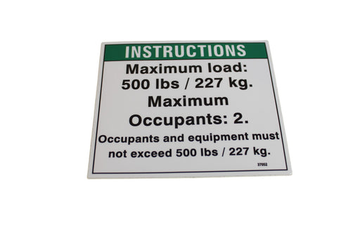 37052 - DECAL, NOTICE MAX LOAD 500LBS