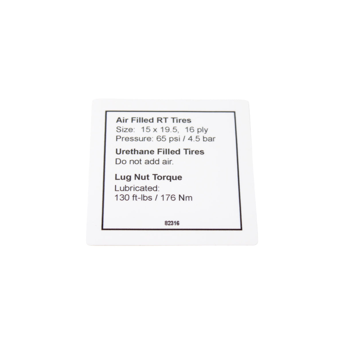 GENIE 82316GT - DECAL, NOTICE TIRE PRESSURE | RSW Parts
