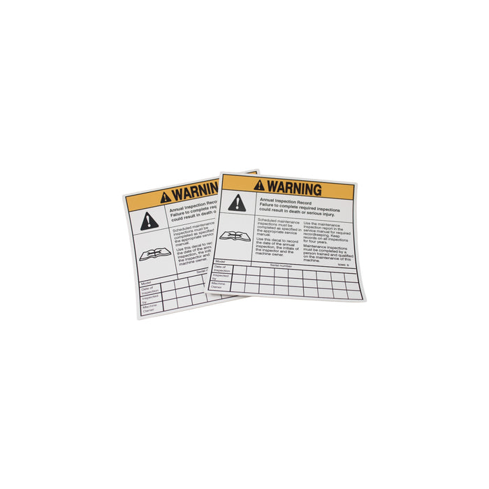 52865 - DECAL, WARN ANNUAL INSPECTION