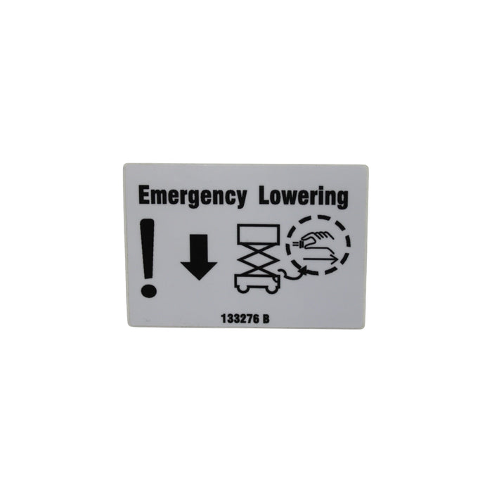 133276GN - DECAL, LABEL EMERGENCY LOWERING