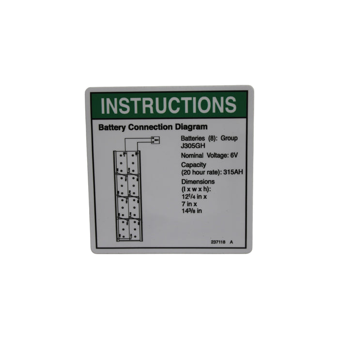 237118GT - DECAL - BATT CONN DIAGRAM J305
