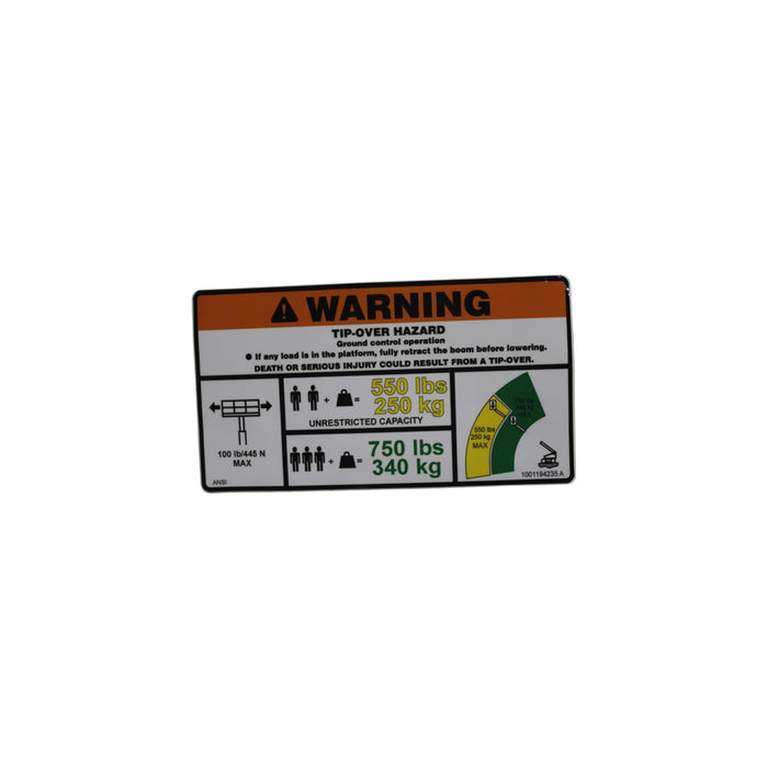 1001194235 - DECAL,WARNING MAX CAP. (ANSI)