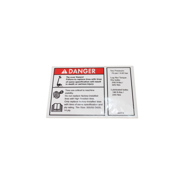 82677GN - DECAL, DANGER/NOTICE TIRE SPECS