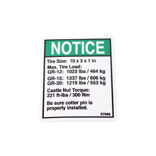 97886GN - DECAL, NOTICE TIRE SPECS GR